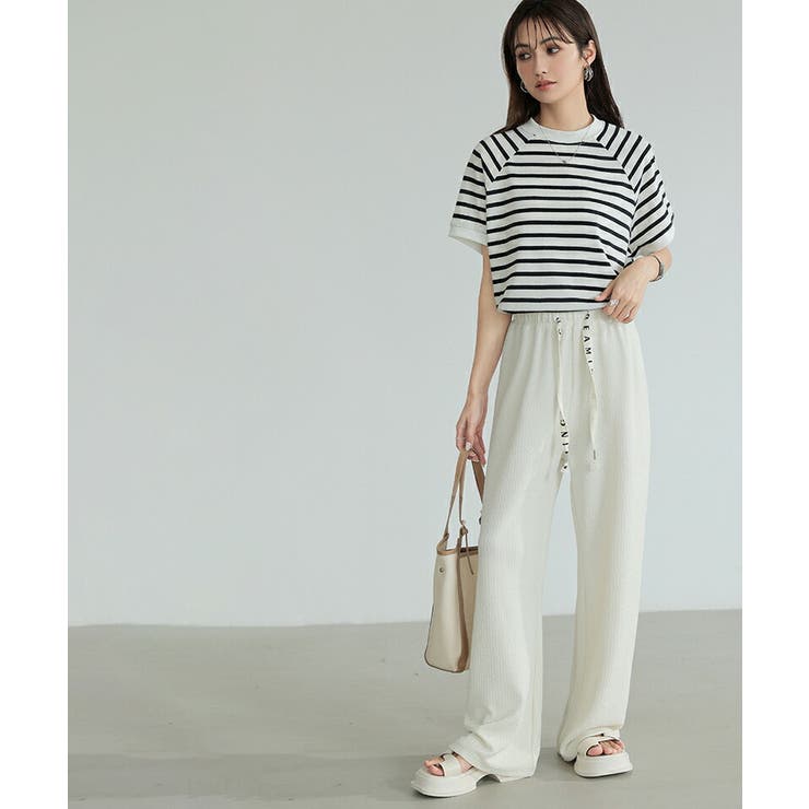 ワイドパンツ エンボス加工 ストレートパンツ | COCOMOMO | 詳細画像17 