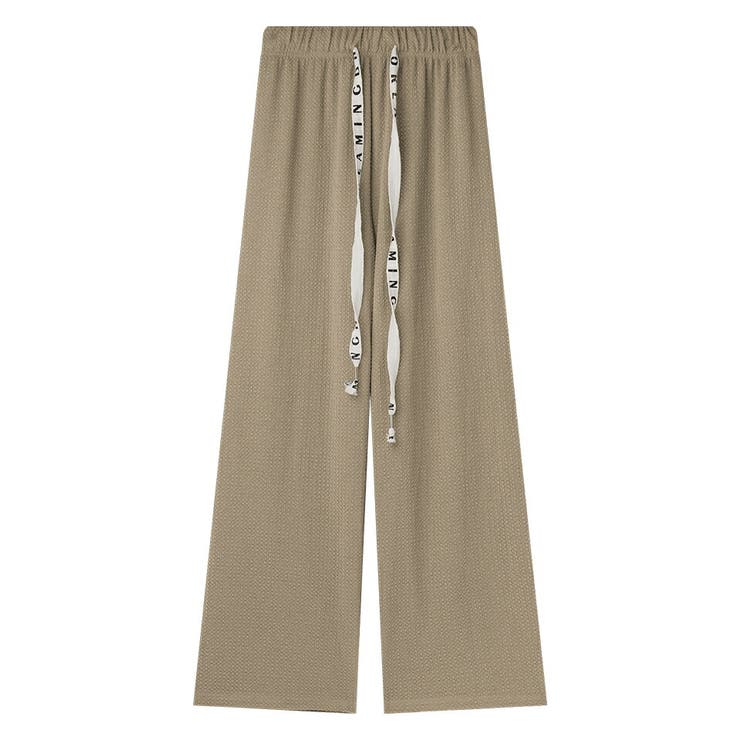 ベージュ | ワイドパンツ エンボス加工 ストレートパンツ | COCOMOMO