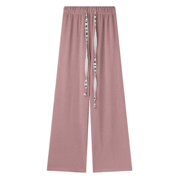 ピンク | ワイドパンツ エンボス加工 ストレートパンツ | COCOMOMO