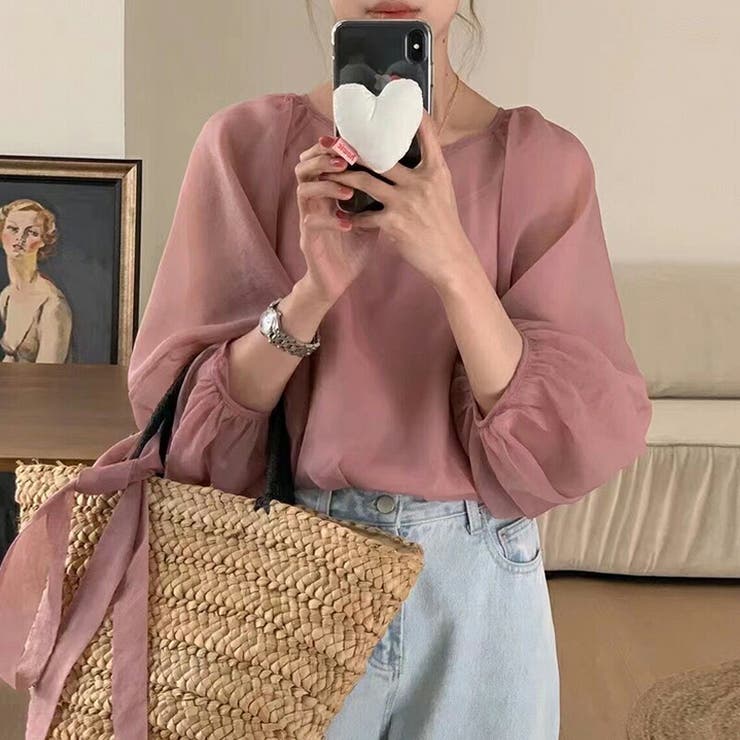 シアーブラウス ボリューム袖 キャミソールセット | COCOMOMO | 詳細画像2 