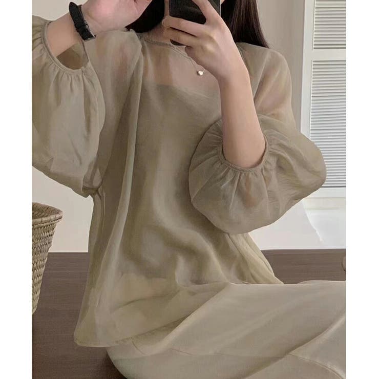 シアーブラウス ボリューム袖 キャミソールセット | COCOMOMO | 詳細画像3 