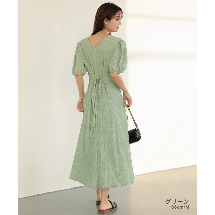 ワンピース パフスリーブ ロング[品番：COCW0005364]｜COCOMOMO 
