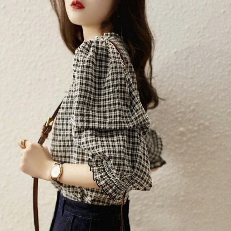 パフスリーブ ブラウス チェック | COCOMOMO | 詳細画像12 