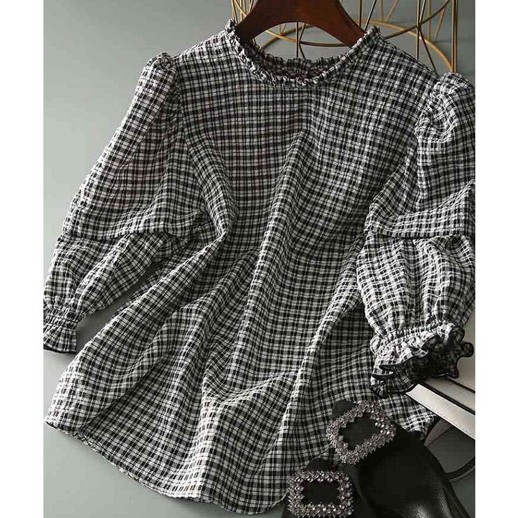 パフスリーブ ブラウス チェック | COCOMOMO | 詳細画像14 