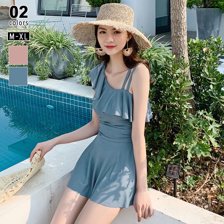 ブルー | 水着 ワンピース オールインワン | COCOMOMO