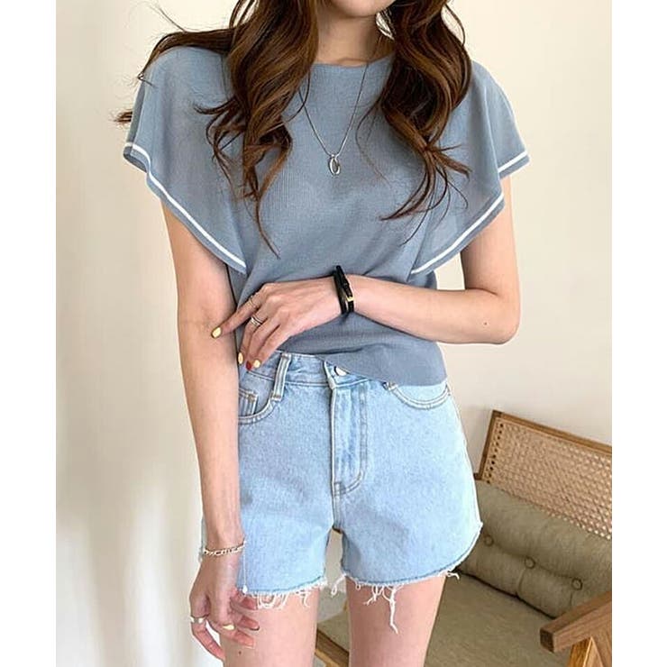 サマーニット ラッフルスリーブ シアーニット | COCOMOMO | 詳細画像6 