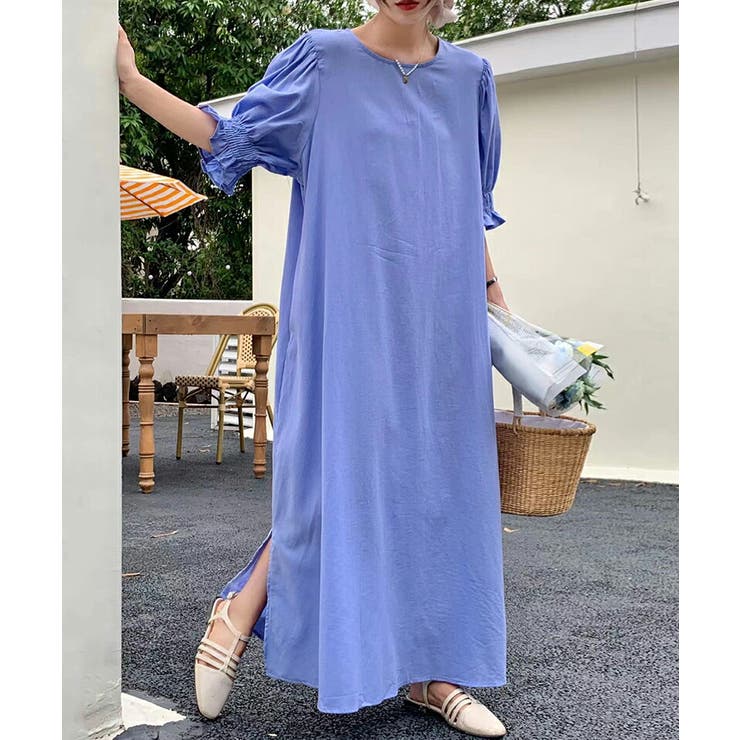 パフスリーブワンピース ロングワンピース コットンワンピース | COCOMOMO | 詳細画像5 