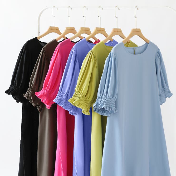 パフスリーブワンピース ロングワンピース コットンワンピース | COCOMOMO | 詳細画像22 