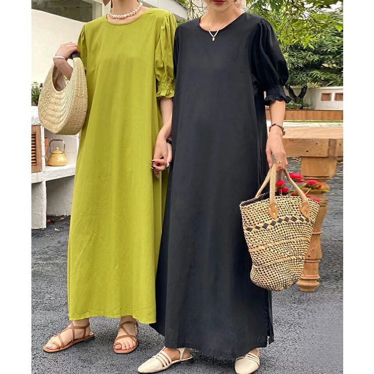 パフスリーブワンピース ロングワンピース コットンワンピース | COCOMOMO | 詳細画像8 