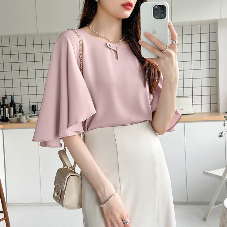 フレアスリーブブラウス ブラウス シフォン | COCOMOMO | 詳細画像6 