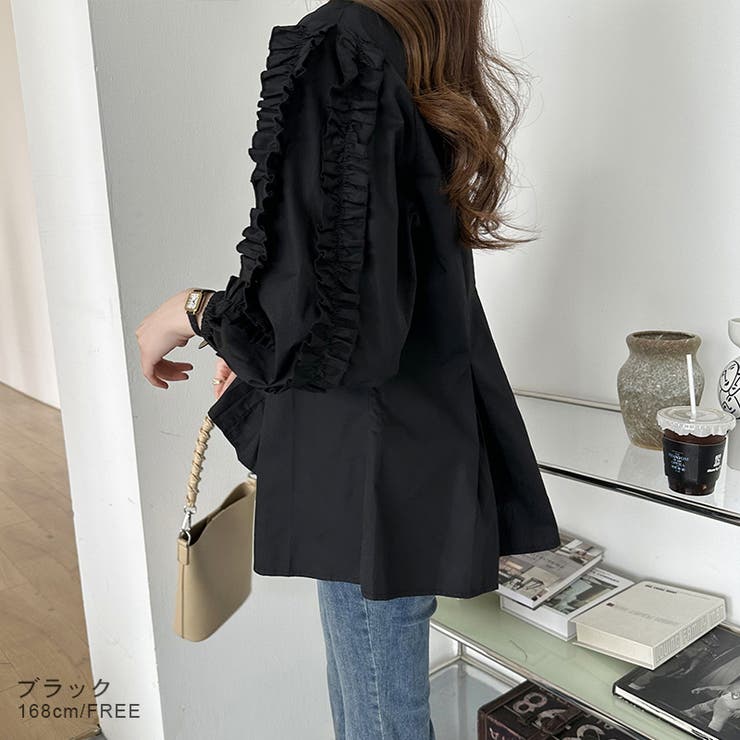 フリルブラウス ペプラムトップス 長袖 | COCOMOMO | 詳細画像12 