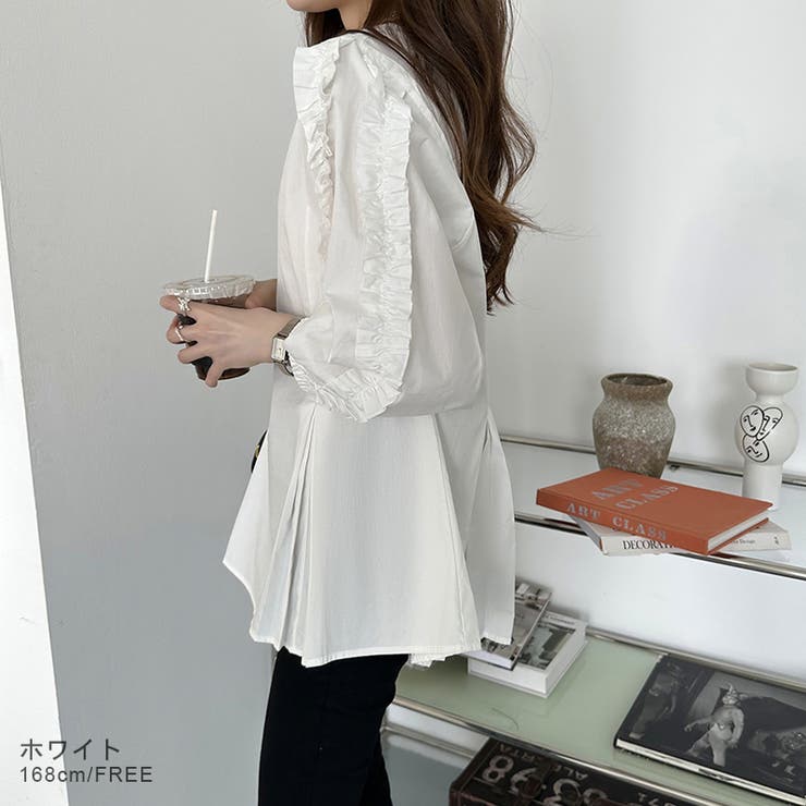 フリルブラウス ペプラムトップス 長袖 | COCOMOMO | 詳細画像5 