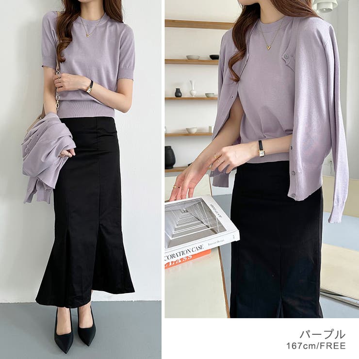 アンサンブル 半袖＋カーディガン サマーニット | COCOMOMO | 詳細画像2 