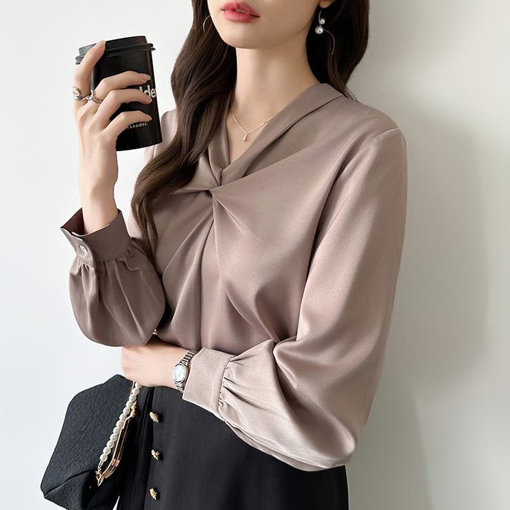 とろみシフォン オフィスカジュアル シフォンブラウス | COCOMOMO | 詳細画像39 