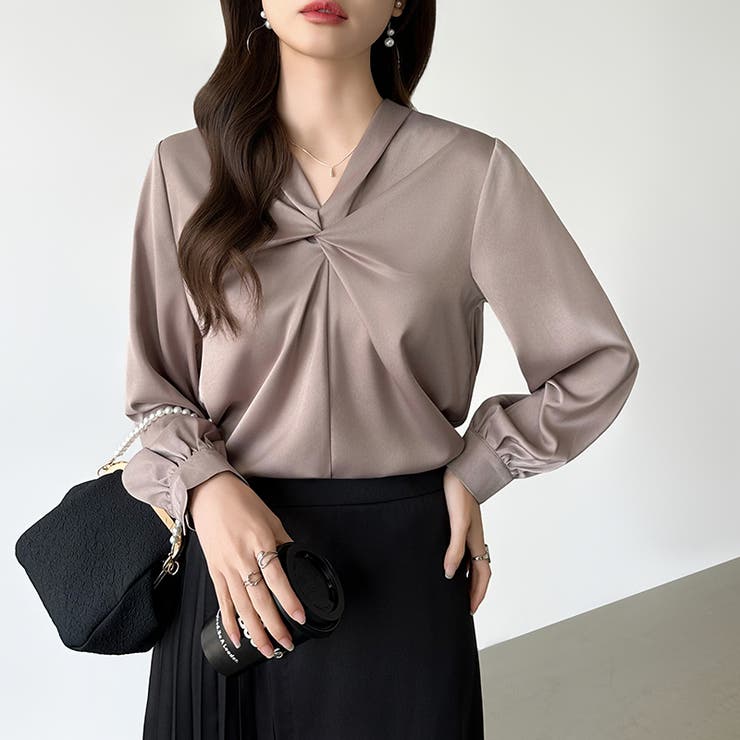 とろみシフォン オフィスカジュアル シフォンブラウス | COCOMOMO | 詳細画像41 