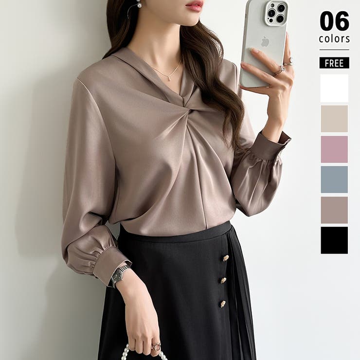 とろみシフォン オフィスカジュアル シフォンブラウス | COCOMOMO | 詳細画像1 