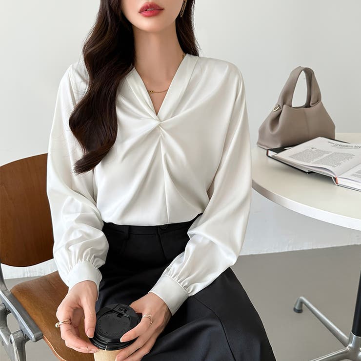 とろみシフォン オフィスカジュアル シフォンブラウス | COCOMOMO | 詳細画像3 