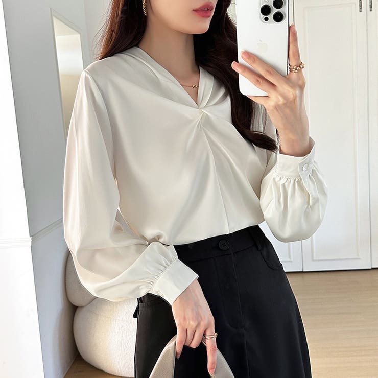 とろみシフォン オフィスカジュアル シフォンブラウス | COCOMOMO | 詳細画像5 