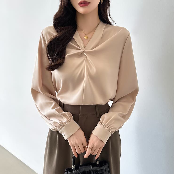 とろみシフォン オフィスカジュアル シフォンブラウス | COCOMOMO | 詳細画像8 