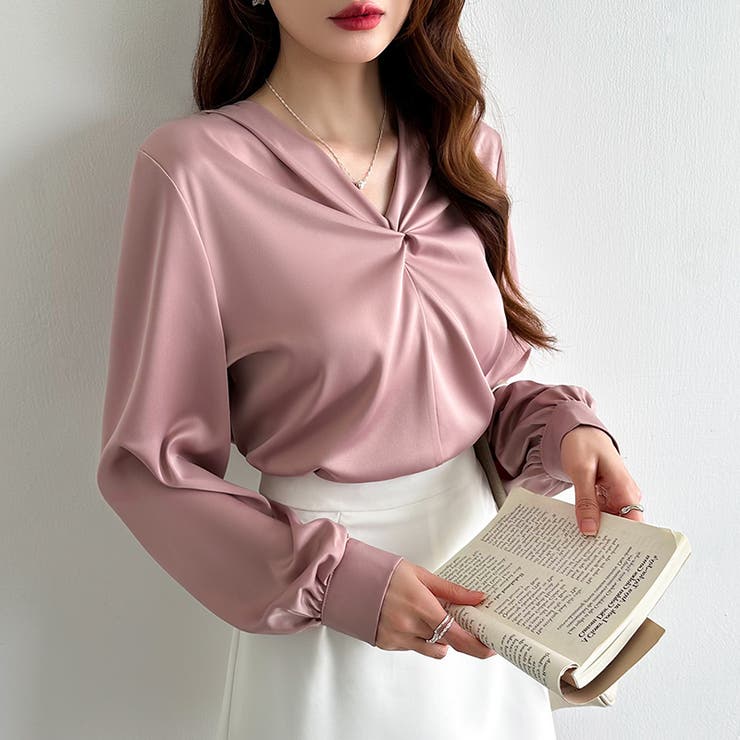 とろみシフォン オフィスカジュアル シフォンブラウス | COCOMOMO | 詳細画像21 