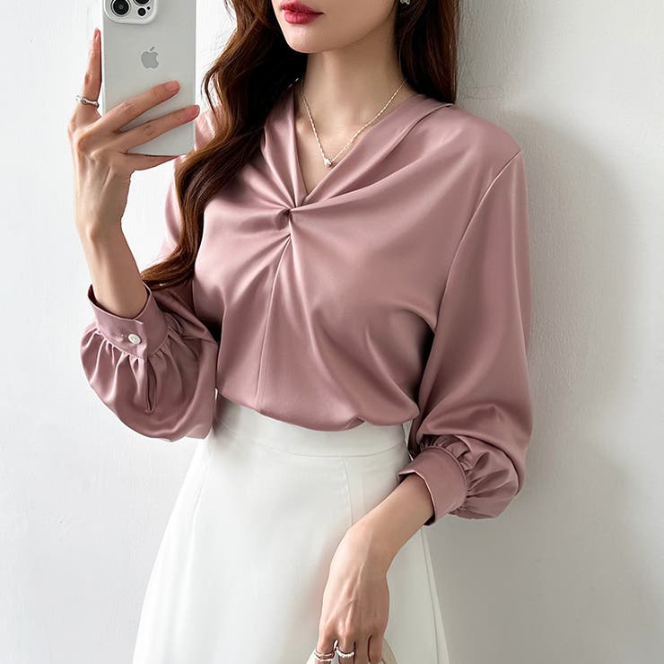 とろみシフォン オフィスカジュアル シフォンブラウス | COCOMOMO | 詳細画像23 