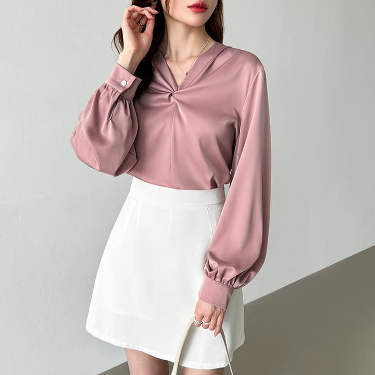 とろみシフォン オフィスカジュアル シフォンブラウス | COCOMOMO | 詳細画像24 