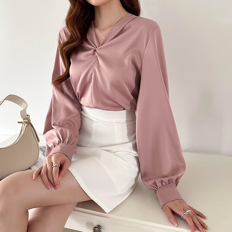 とろみシフォン オフィスカジュアル シフォンブラウス | COCOMOMO | 詳細画像27 