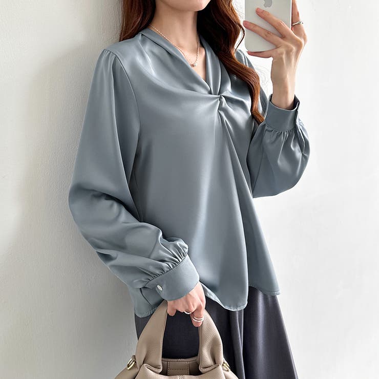 とろみシフォン オフィスカジュアル シフォンブラウス | COCOMOMO | 詳細画像15 