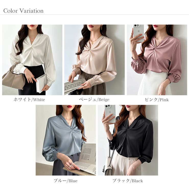 とろみシフォン オフィスカジュアル シフォンブラウス | COCOMOMO | 詳細画像39 