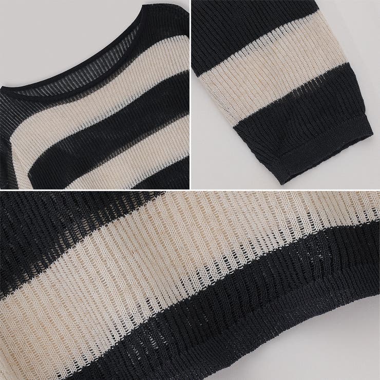 ボーダーシアーニット サマーニット オーバーサイズ[品番：COCW0005570