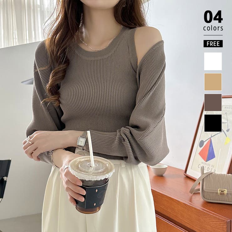 グレージュ | アンサンブル ニットトップス ボレロセット | COCOMOMO