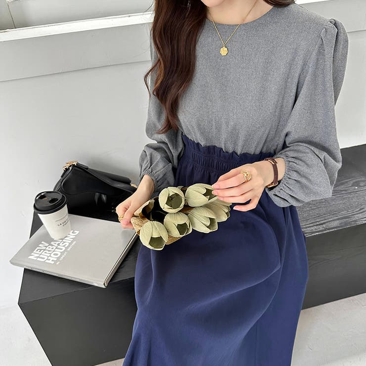 ワンピース ドッキングワンピース 異素材切り替え | COCOMOMO | 詳細画像15 