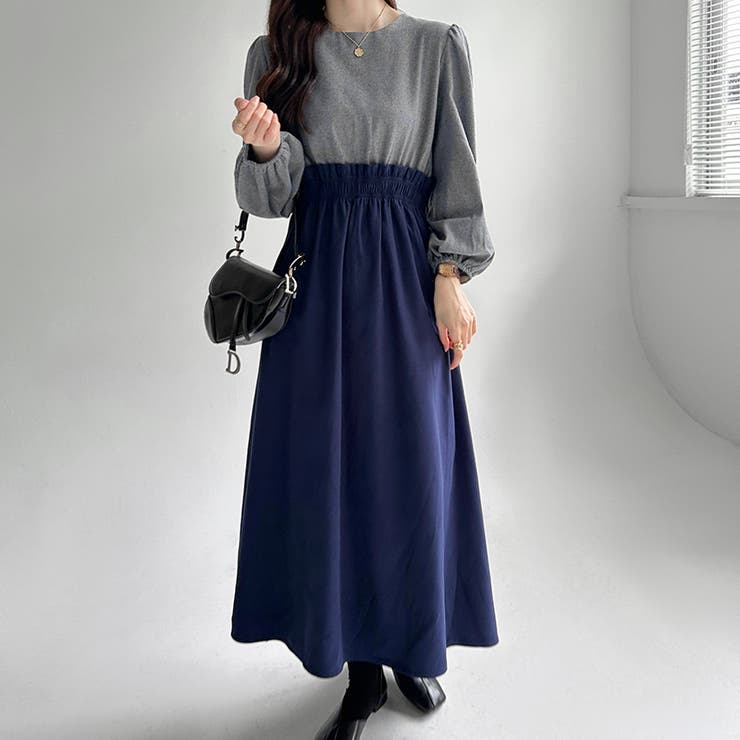 ワンピース ドッキングワンピース 異素材切り替え | COCOMOMO | 詳細画像19 