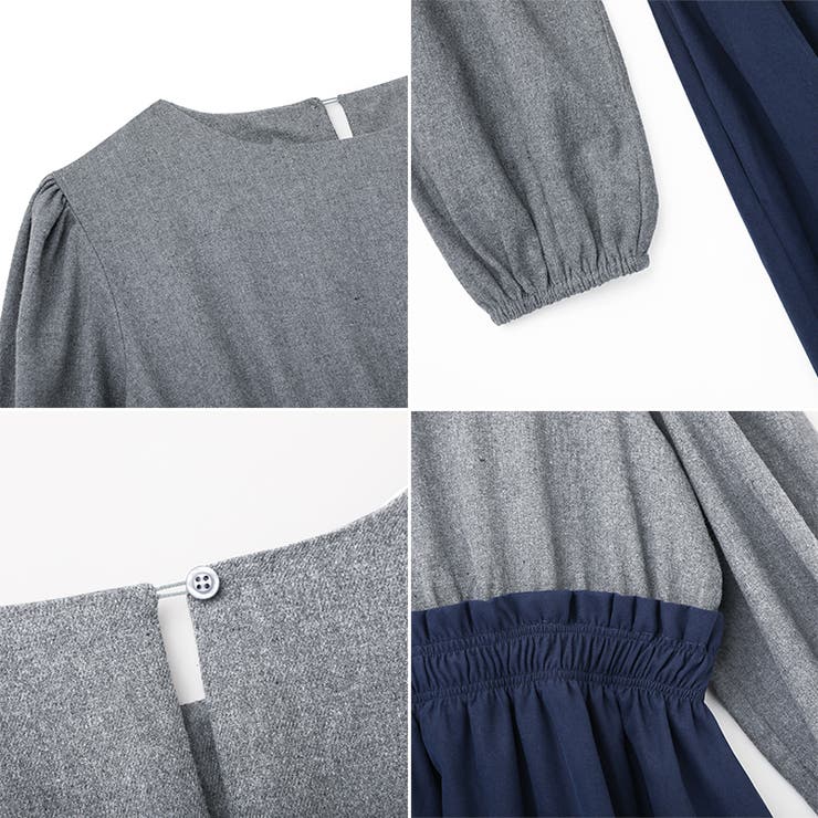 ワンピース ドッキングワンピース 異素材切り替え | COCOMOMO | 詳細画像21 