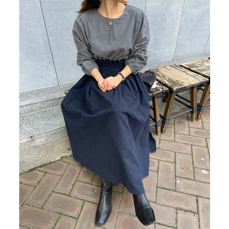 ワンピース ドッキングワンピース 異素材切り替え | COCOMOMO | 詳細画像3 