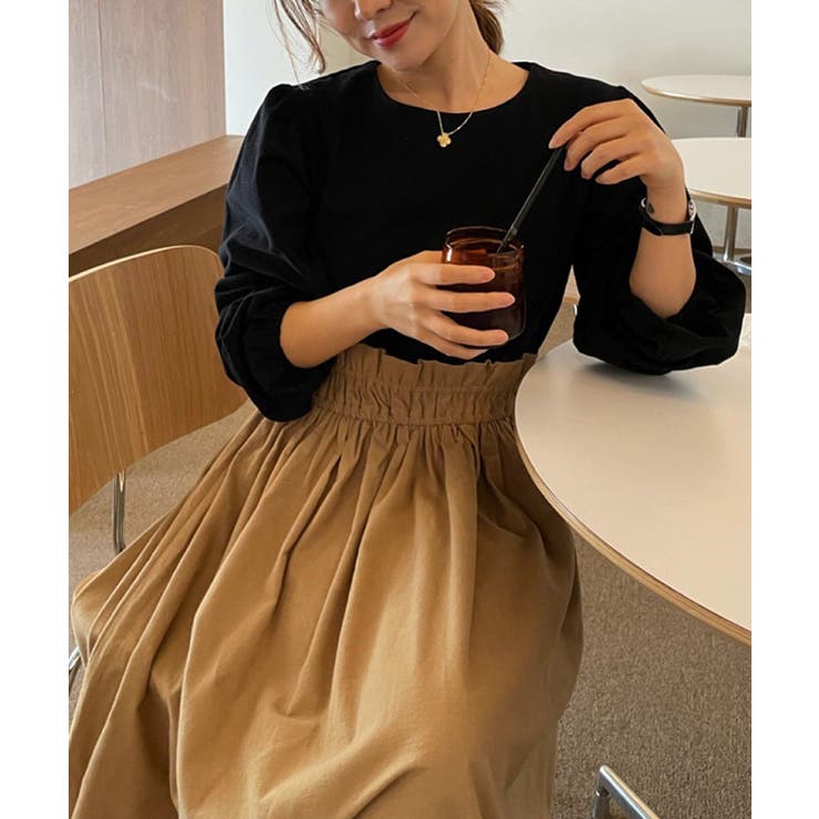 ワンピース ドッキングワンピース 異素材切り替え | COCOMOMO | 詳細画像5 