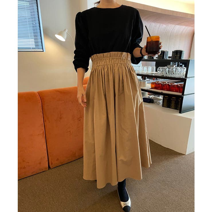 ワンピース ドッキングワンピース 異素材切り替え | COCOMOMO | 詳細画像6 