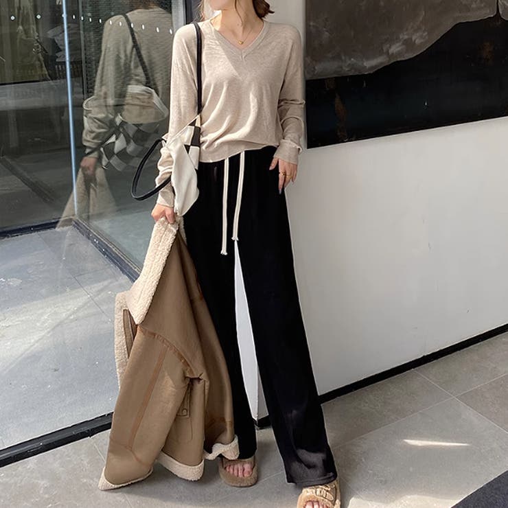 vネックニット カラーニット オフィスカジュアル | COCOMOMO | 詳細画像6 