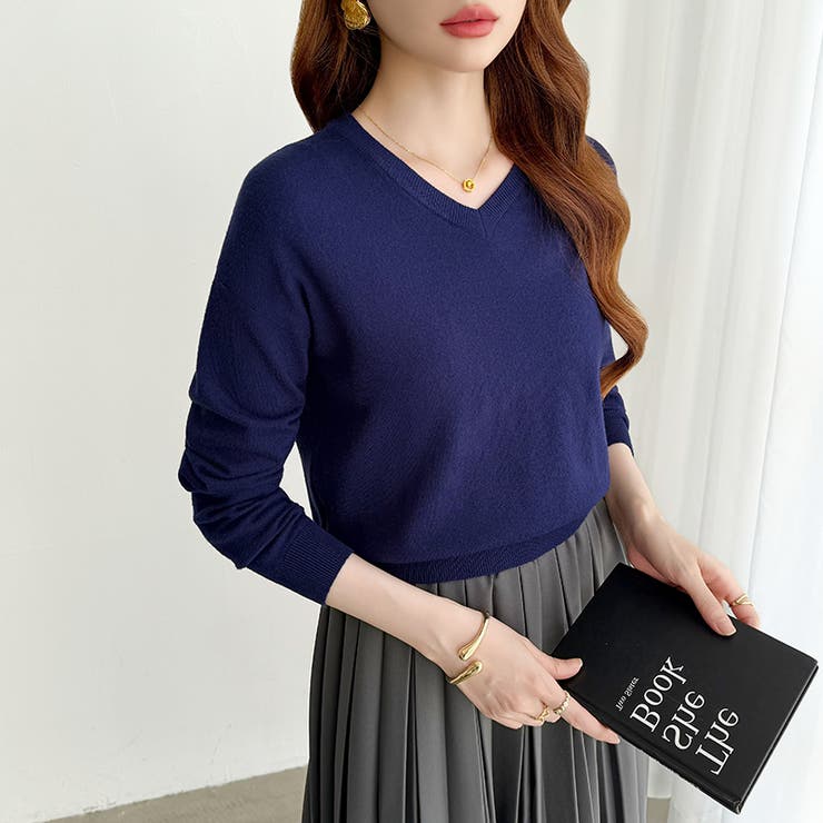 vネックニット カラーニット オフィスカジュアル | COCOMOMO | 詳細画像23 