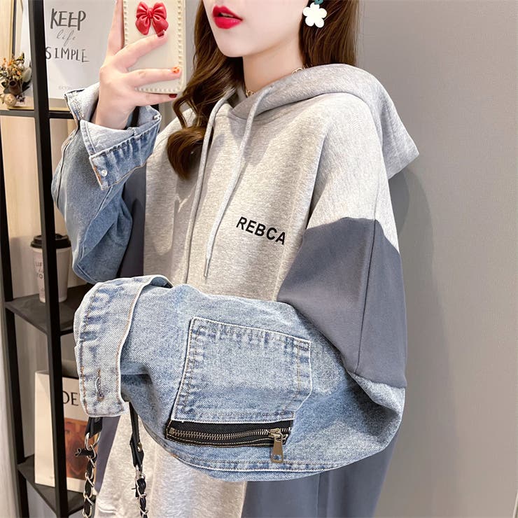 美品☆nest Robe ネストローブ☆デニム フードパーカーチュニック