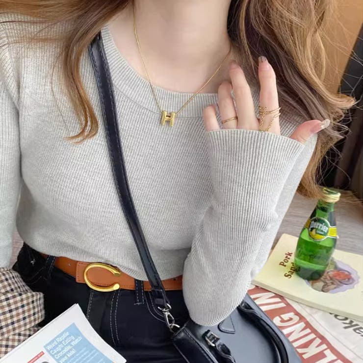 ニットセーター 長袖リブニット 着回しニット | COCOMOMO | 詳細画像14 