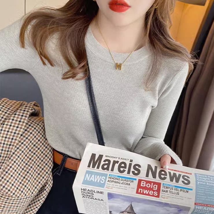 ニットセーター 長袖リブニット 着回しニット | COCOMOMO | 詳細画像15 