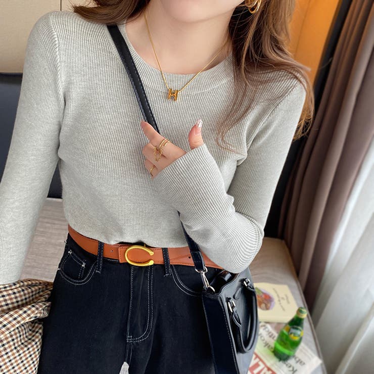 ニットセーター 長袖リブニット 着回しニット | COCOMOMO | 詳細画像16 