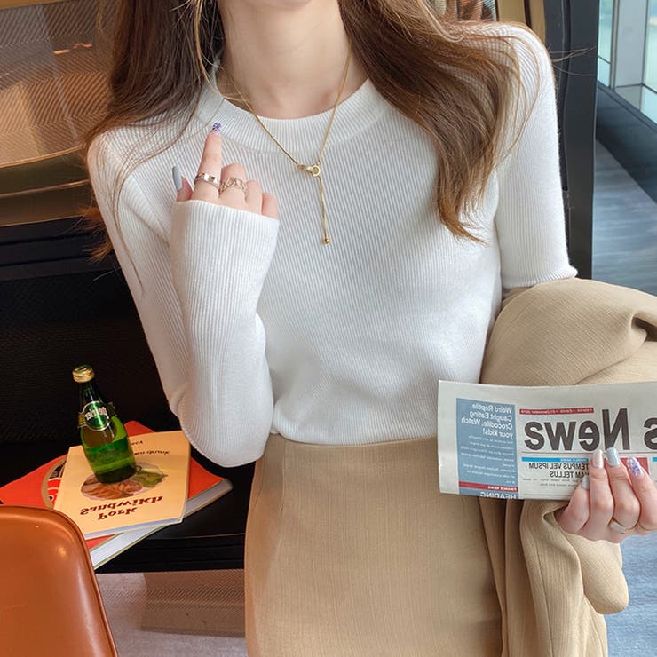 ニットセーター 長袖リブニット 着回しニット | COCOMOMO | 詳細画像2 