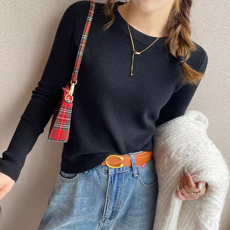 ニットセーター 長袖リブニット 着回しニット | COCOMOMO | 詳細画像20 