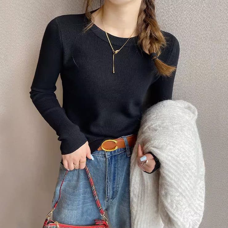 ニットセーター 長袖リブニット 着回しニット | COCOMOMO | 詳細画像21 