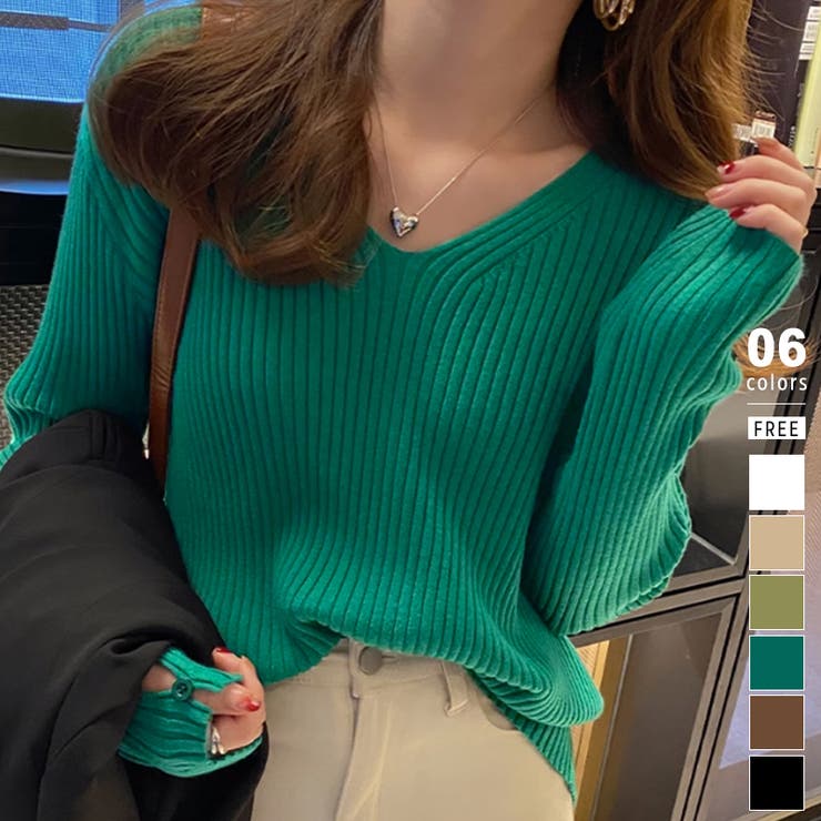 BATONER 緑色 ボタン付きポロネック ニットセーター BATONER（バトナー）の「BATONER: シグネチャー ボトルネックニット