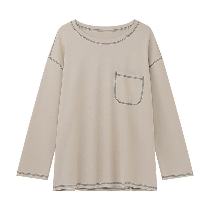 配色ステッチカットソー オーバーサイズ ロンt | COCOMOMO | 詳細画像25 