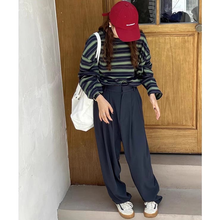 ボーダーロンT オーバーサイズ 長袖カットソー | COCOMOMO | 詳細画像10 