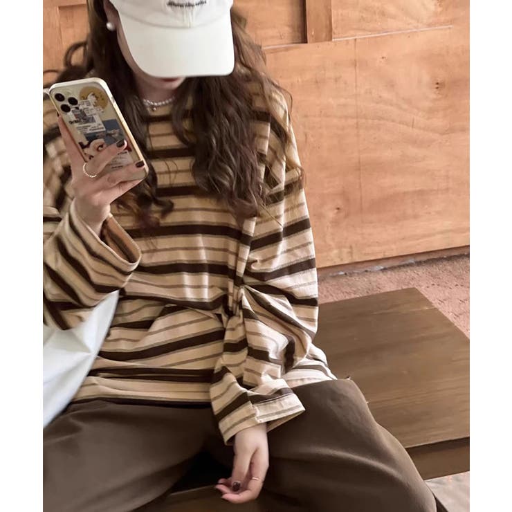 ボーダーロンT オーバーサイズ 長袖カットソー | COCOMOMO | 詳細画像11 